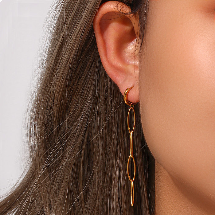 Boucles d'oreilles géométriques en acier inoxydable de style simple, placage de boucles d'oreilles en acier inoxydable
