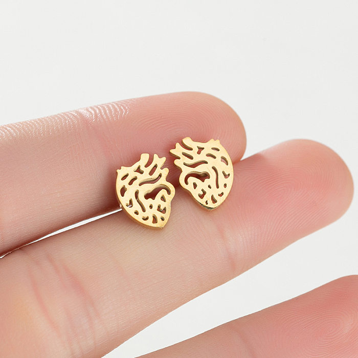 Simple Style Heart Stainless Steel Ear Studs Plating No Inlaid Stainless Steel  Earrings