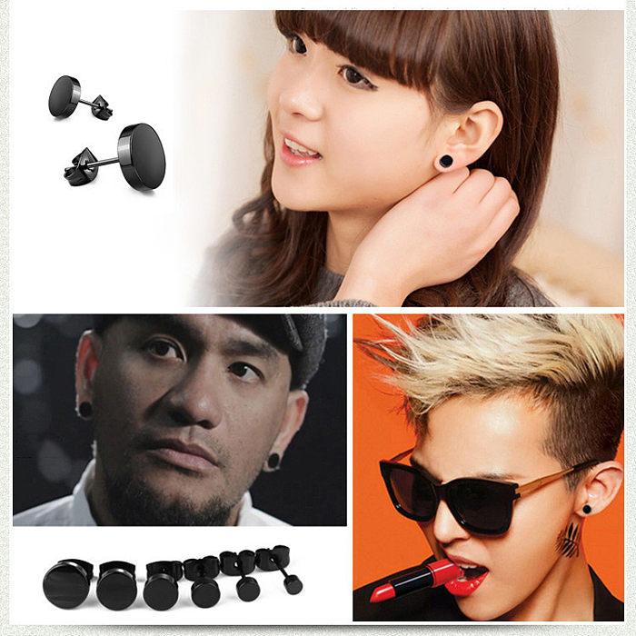 Clous d'oreilles ronds en acier inoxydable de style simple Boucles d'oreilles en métal en acier inoxydable 1 pièce