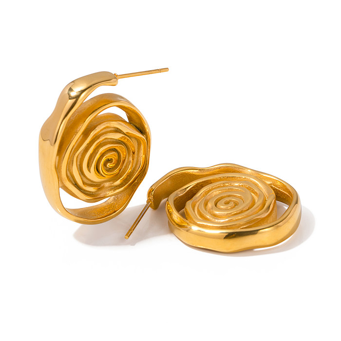 1 Paar Ohrstecker im IG-Stil mit einfarbiger Beschichtung aus Edelstahl mit 18-Karat-Vergoldung