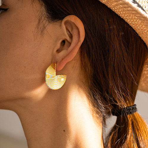1 par de pinos de orelha banhados a ouro 18K estilo simples estilo IG chapeamento de setor de aço inoxidável