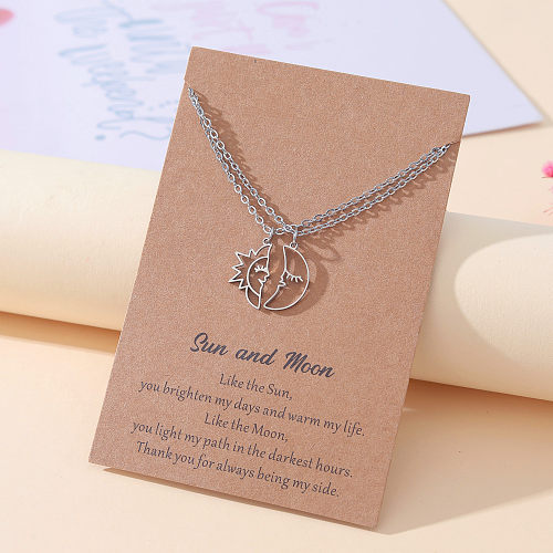Simple Style Sun Moon Stainless Steel  Pendant Necklace