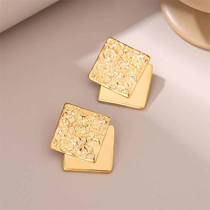 1 Pair Retro Simple Style Geometric Plating Stainless Steel  18K Gold Plated Ear Studs
