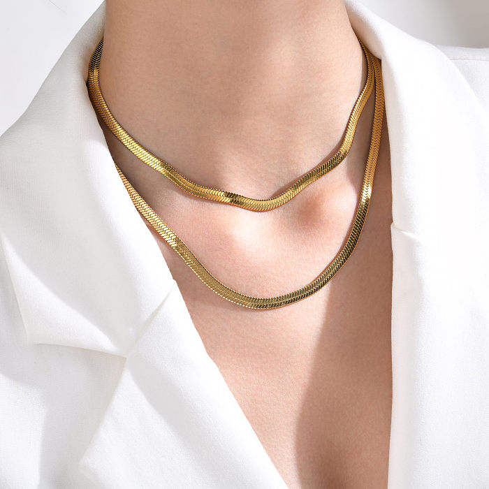 INS-Stil, Retro-Stil, schlichter Stil, einfarbig, Edelstahl-Beschichtung, 18 Karat vergoldete Halskette