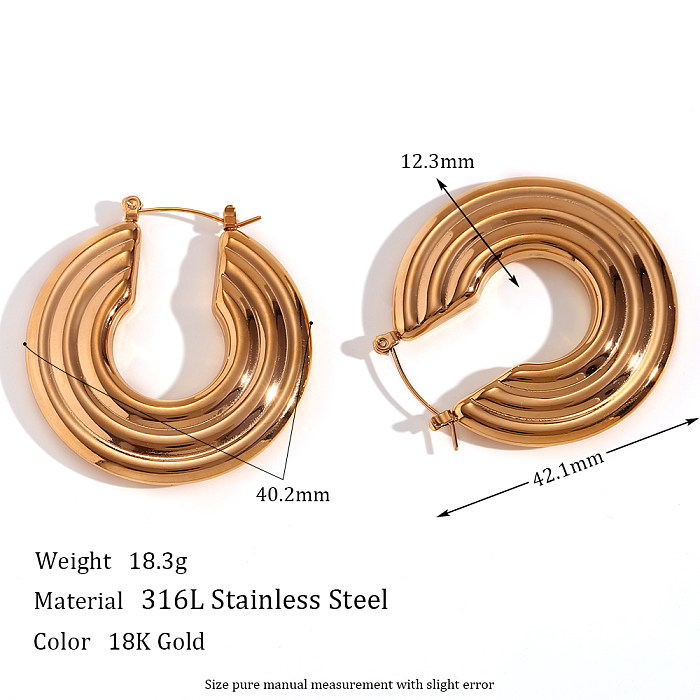 1 Pair Basic Simple Style Classic Style Solid Color Plating Stainless Steel  18K Gold Plated Earrings