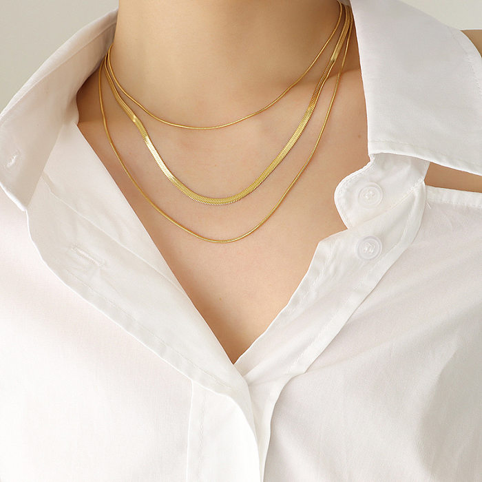 Fashion Retro Simple Necklace Muilt-layer Stainless Steel Clavicle Chain