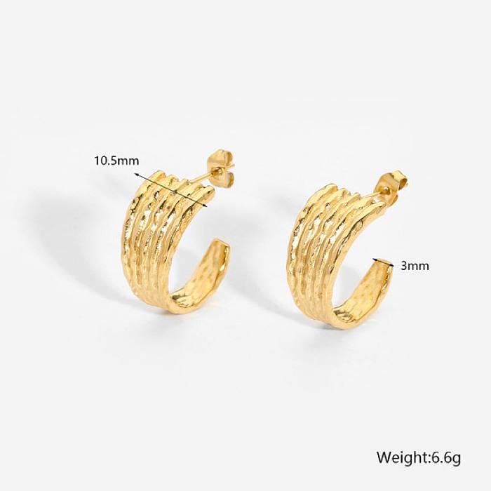 1 Pair Casual Simple Style Classic Style C Shape Plating Stainless Steel  14K Gold Plated Earrings