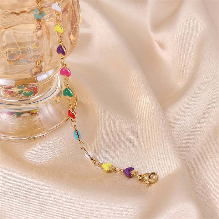 Halskette „Prinzessin Cute Commute“ in Herzform aus Edelstahl mit Emaille-Beschichtung und 18-Karat-Vergoldung