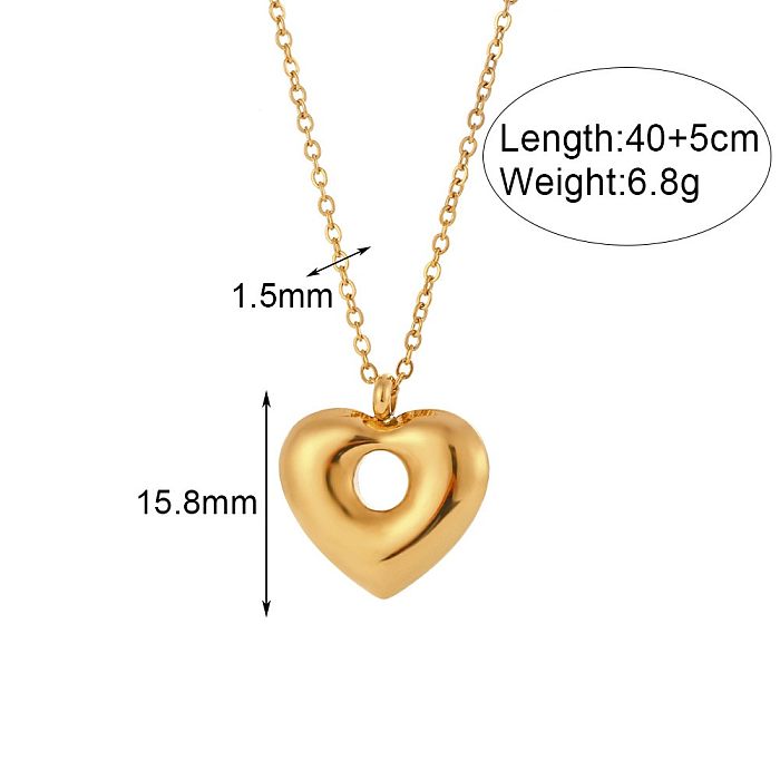 Simple Style Classic Style Devil'S Eye Moon Heart Shape Stainless Steel  Plating Inlay Rhinestones 18K Gold Plated Pendant Necklace