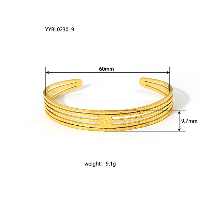 Simple Style Streetwear Solid Color Stainless Steel Titanium Steel Plating 18K Gold Plated Bangle
