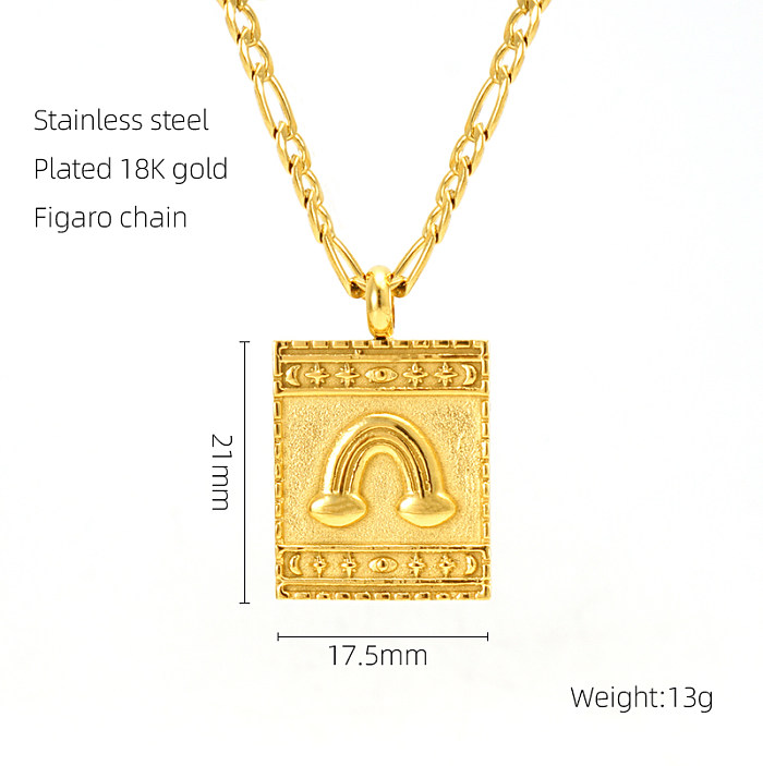 Modern Style Rainbow Heart Shape Crown Stainless Steel  Plating 18K Gold Plated Pendant Necklace