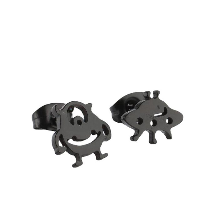 1 Pair Cute Alien Stainless Steel  Plating Ear Studs