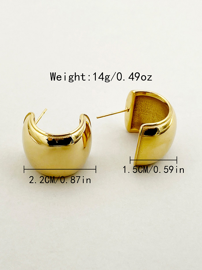 1 Pair Vintage Style Simple Style Commute C Shape Stainless Steel  Metal Polishing Plating Gold Plated Ear Studs