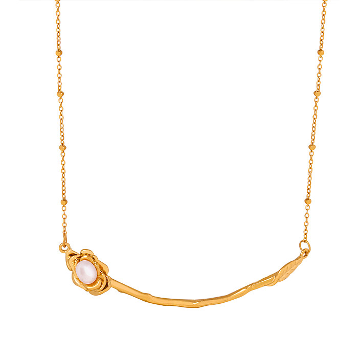 Lässige Sweet Rose-Edelstahl-Halskette mit 18-Karat-Vergoldung in großen Mengen