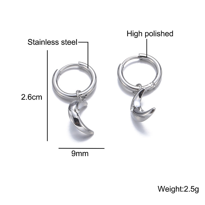 1 Pair Casual Streetwear Star Owl Lock Plating Stainless Steel  Drop Earrings
