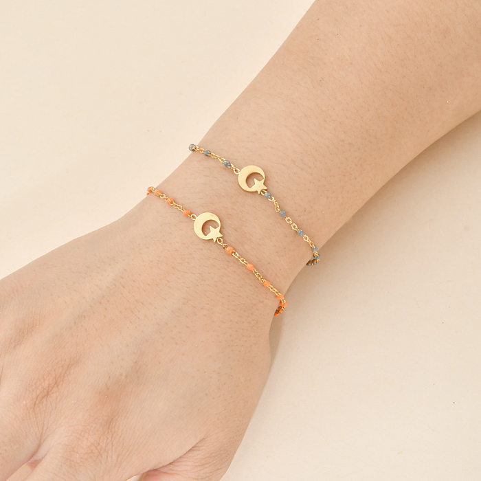 IG Style Star Moon Edelstahl-Charm-Armbänder mit Perlenbeschichtung und 18-Karat-Vergoldung