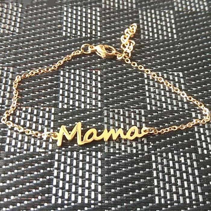 MAMA Letter Titanium Steel Plating Bracelets