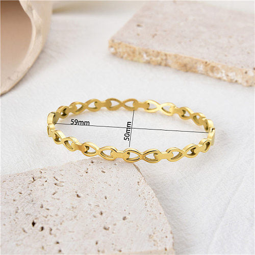 Simple Style Solid Color Stainless Steel Plating Gold Plated Bangle
