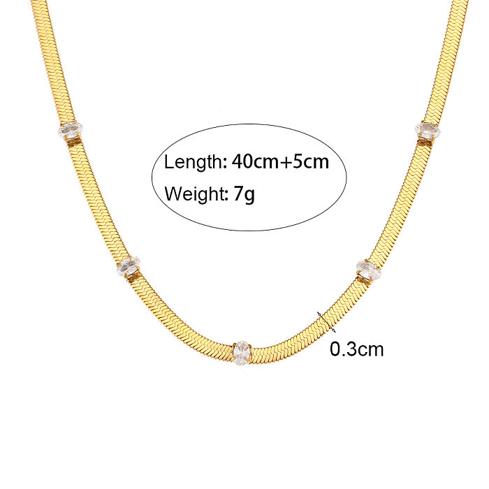 Geometrische Retro-Halskette aus Edelstahl. Halsketten aus Edelstahl mit eingelegtem Zirkon