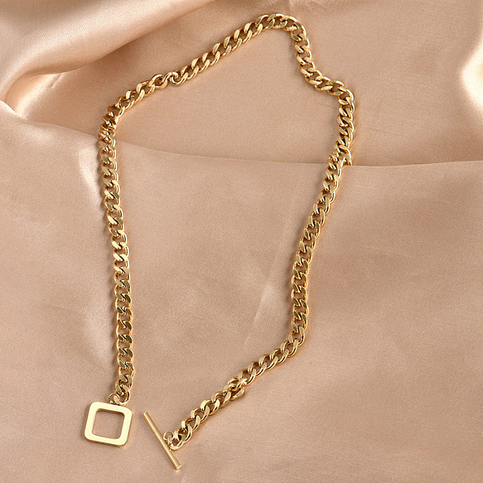 Modische, schlichte Halskette aus Edelstahl mit vergoldeter Schlüsselbeinkette aus 18 Karat Gold