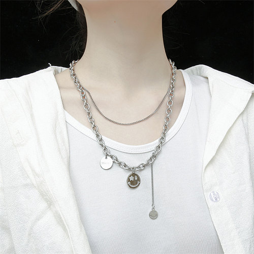 Simple Style Letter Stainless Steel  Stainless Steel Double Layer Necklaces In Bulk
