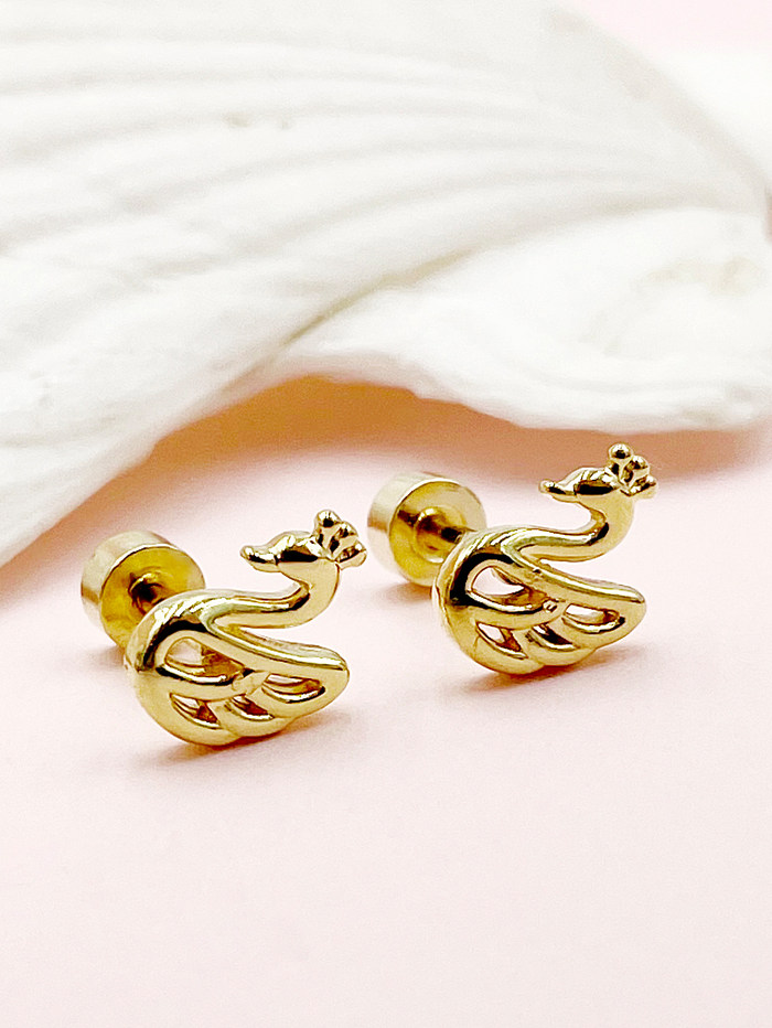 1 Pair Simple Style Geometric Stainless Steel  Inlay Rhinestones Gold Plated Ear Studs