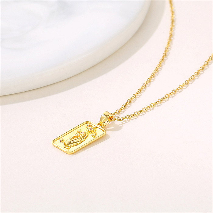 Casual Square Stainless Steel  Plating Inlay Artificial Diamond Pendant Necklace
