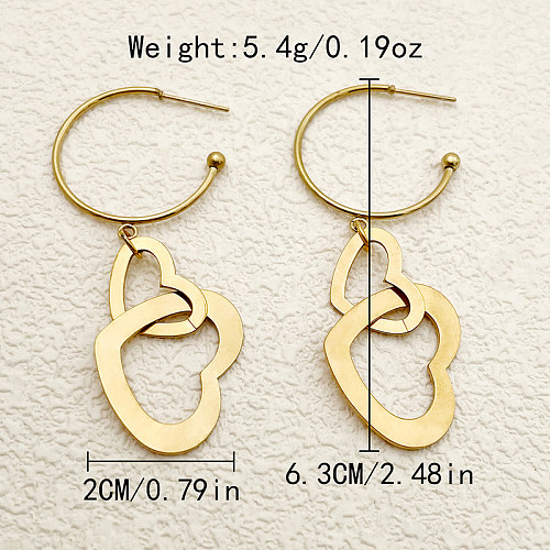 1 Pair Casual Hip-Hop Simple Style Heart Shape Tassel Plating Stainless Steel  Gold Plated Earrings