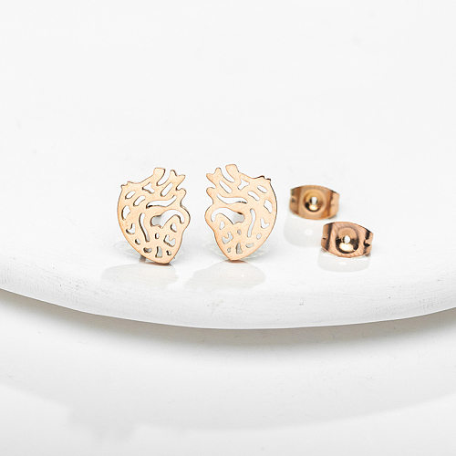 Simple Style Heart Stainless Steel Ear Studs Plating No Inlaid Stainless Steel  Earrings