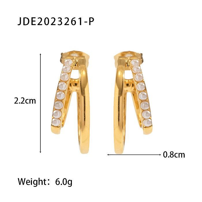 Moda geométrica de aço inoxidável banhado a ouro brincos de diamante artificial 1 par