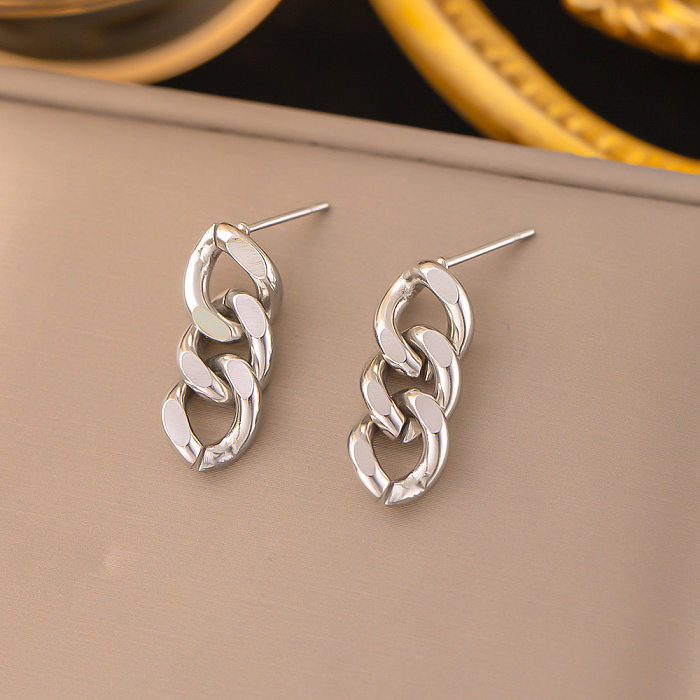 1 Pair Casual Simple Style Chain Plating Stainless Steel Drop Earrings