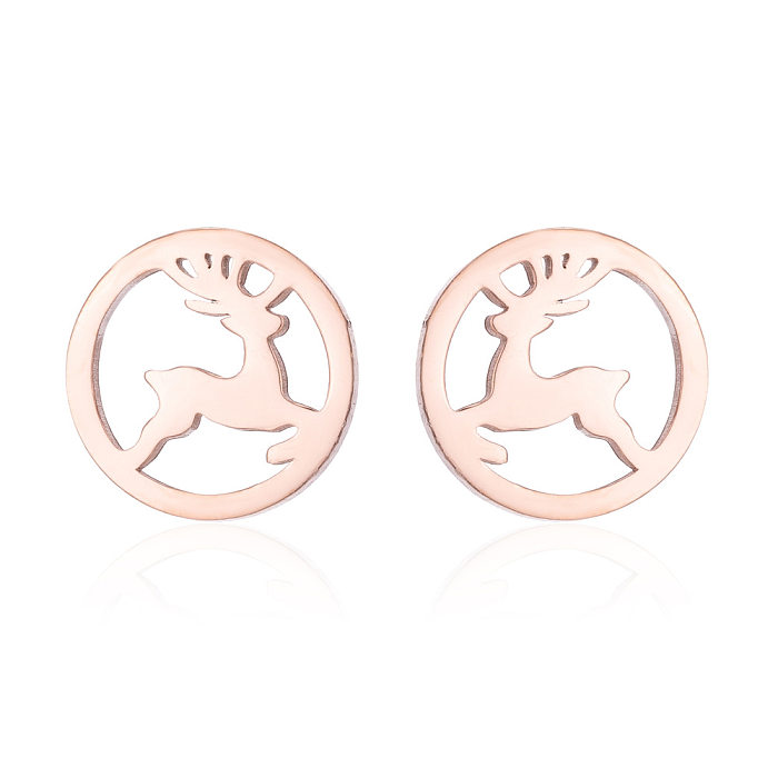 1 Pair Fashion Deer Stainless Steel Ear Studs