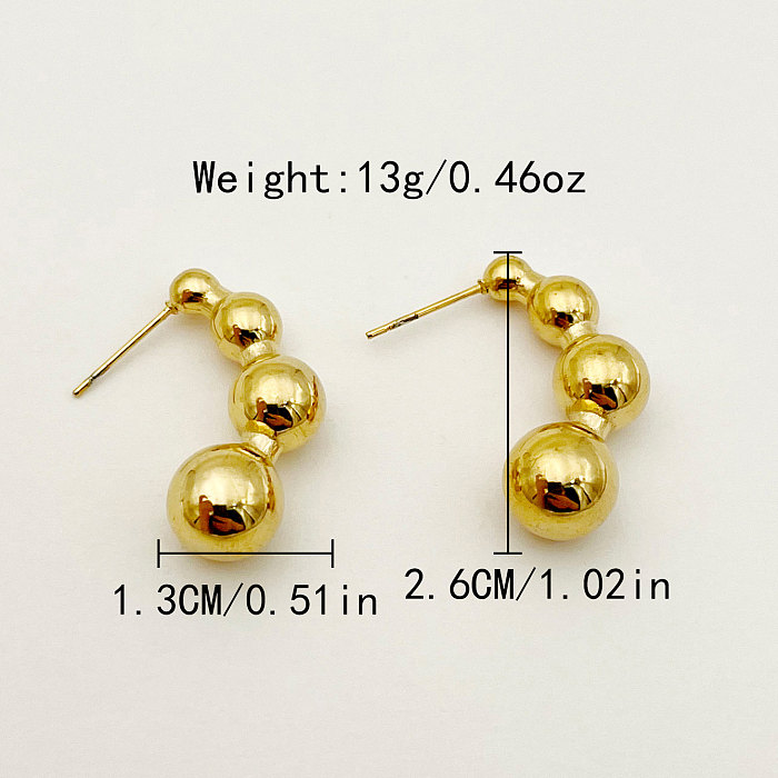 1 Pair Streetwear Commute Gourd Plating Stainless Steel  Gold Plated Ear Studs
