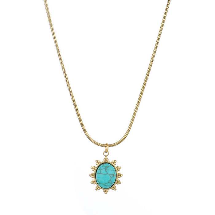 Collier de pull en chaîne de clavicule en titane avec pendentif d'amour de marée turquoise