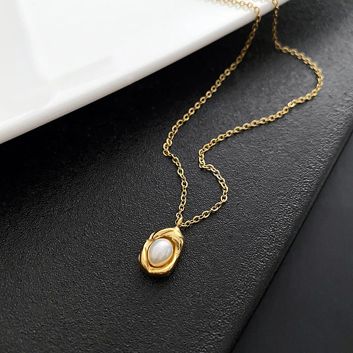 Elegante geometrische Perlenketten mit Edelstahlbeschichtung