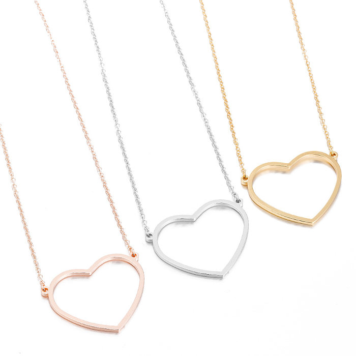 Sweet Heart Shape Stainless Steel  Pendant Necklace 1 Piece