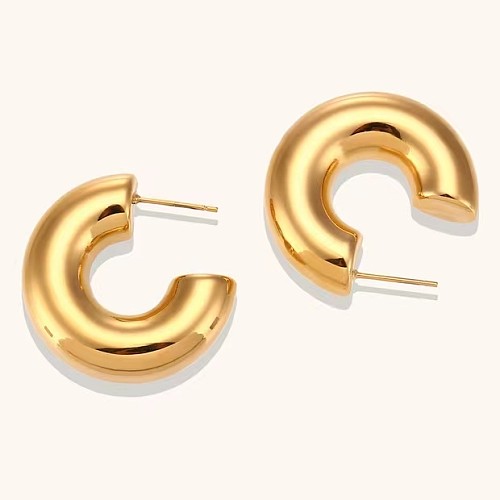 1 Pair Simple Style Solid Color Plating Stainless Steel  18K Gold Plated Earrings