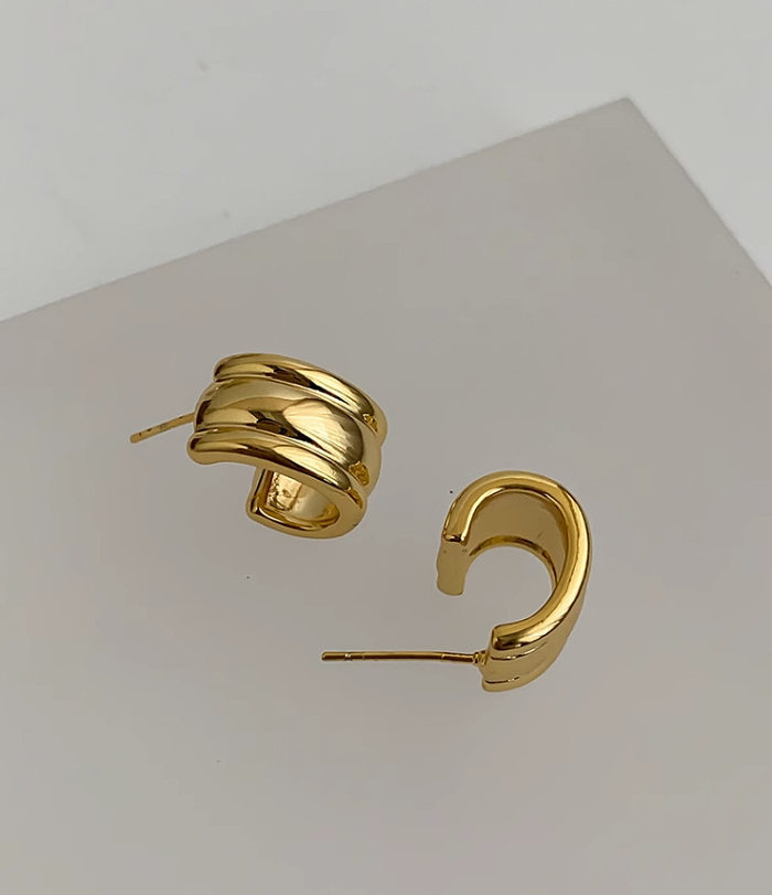 1 Pair Simple Style Classic Style C Shape Plating Stainless Steel 18K Gold Plated Ear Studs