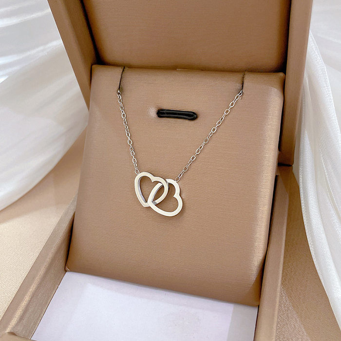 Simple Style Heart Shape Stainless Steel Copper Plating Gold Plated Pendant Necklace