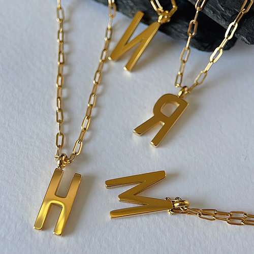 Commute Solid Color Stainless Steel Plating 18K Gold Plated Pendant Necklace