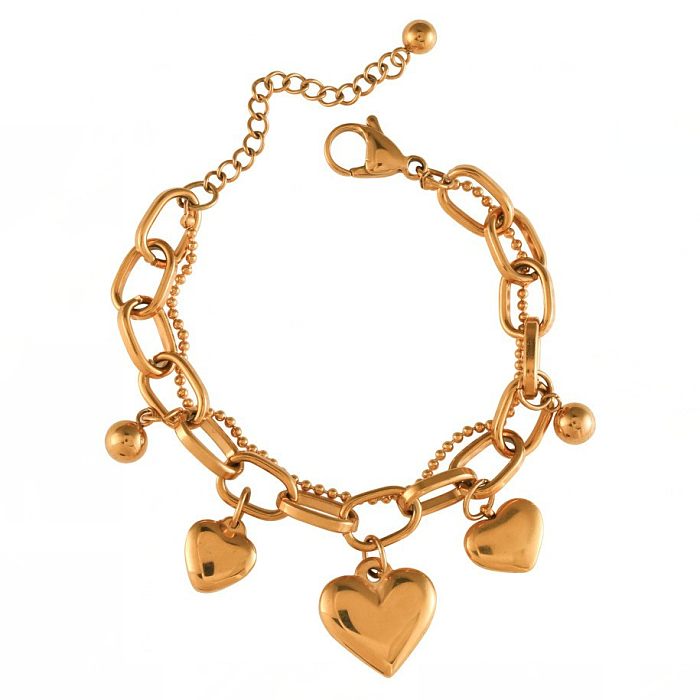Simple Style Heart Shape Titanium Steel Heart Bracelets 1 Piece