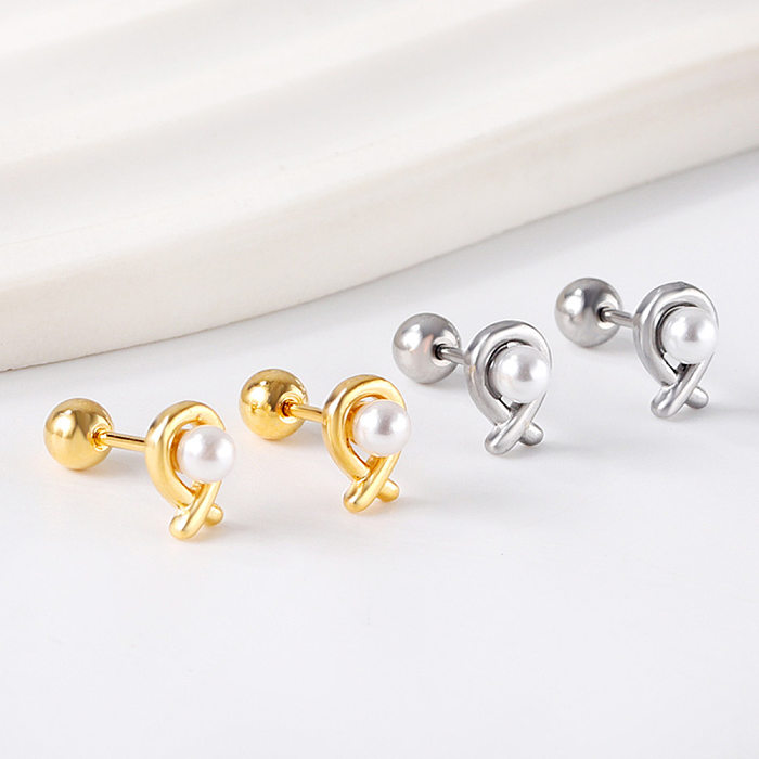 1 Pair Simple Style Fish Fish Tail Plating Inlay Stainless Steel  Artificial Gemstones Ear Studs