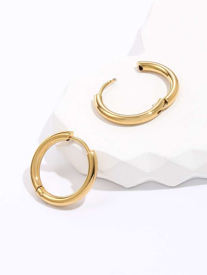Kreative, schlichte, galvanisierte 18-Karat-Goldkreis-Ohrringe aus Edelstahl