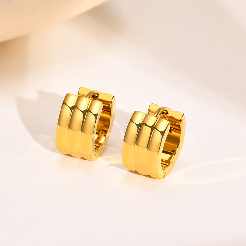 1 Pair Simple Style Round Stainless Steel  Plating 18K Gold Plated Hoop Earrings