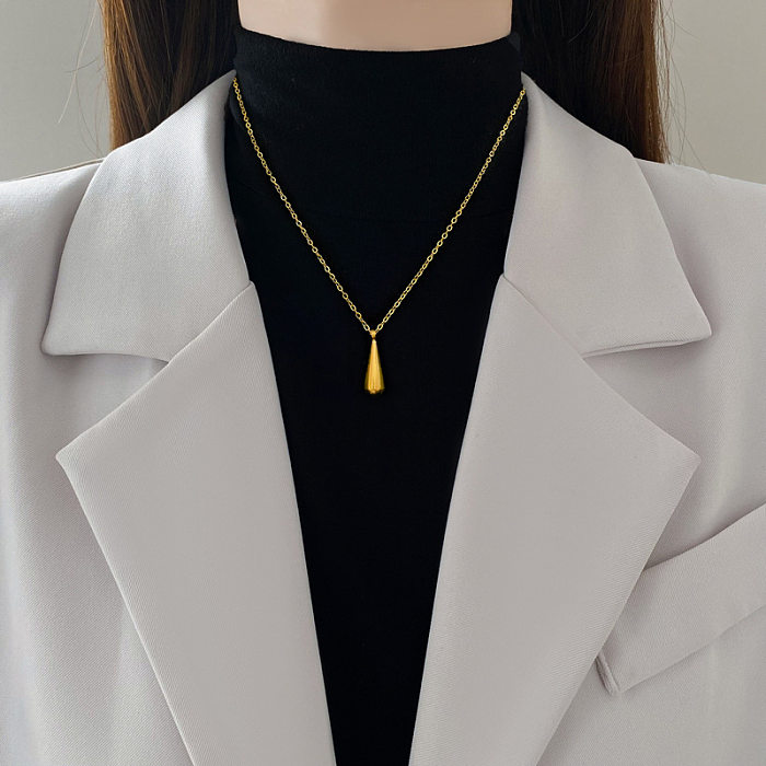 Collier pendentif géométrique en acier inoxydable plaqué or pour femme, vente en gros