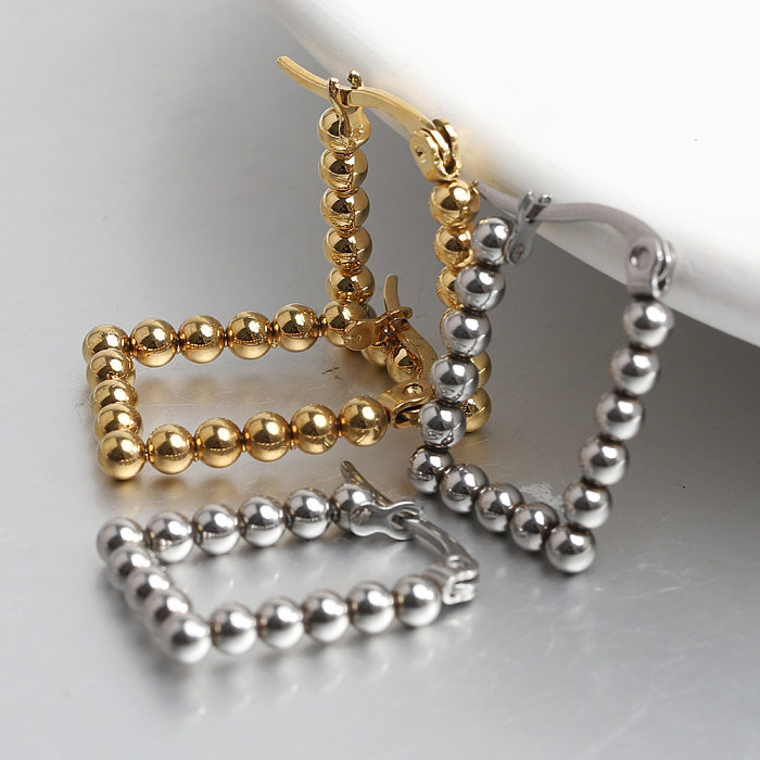 1 Pair Simple Style Geometric Solid Color Plating Stainless Steel  Hoop Earrings