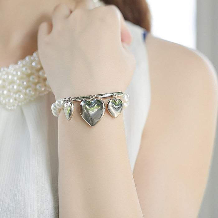 Bracelet en acier inoxydable avec pendentif en forme de cœur, nouvelle mode, vente en gros de bijoux