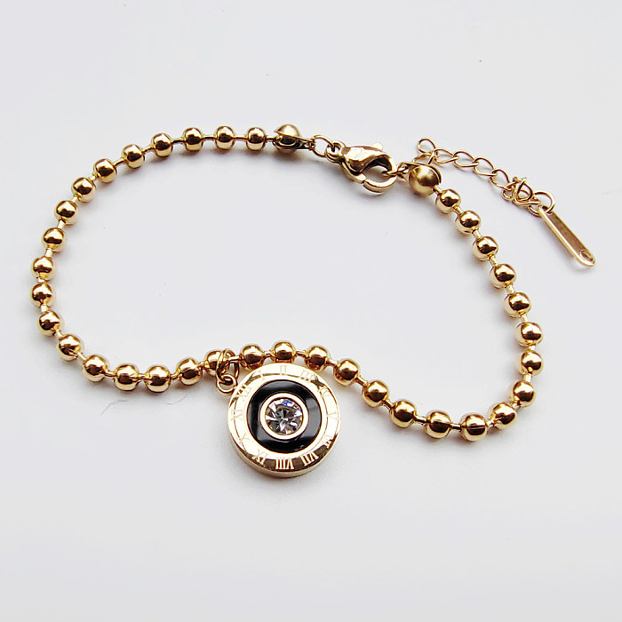 Artistic Korean Style Star Moon Smiley Face Stainless Steel Inlay Rhinestones Shell Bracelets