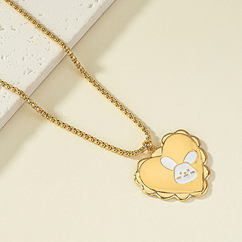 Cute Retro Rabbit Stainless Steel  Plating 14K Gold Plated Pendant Necklace