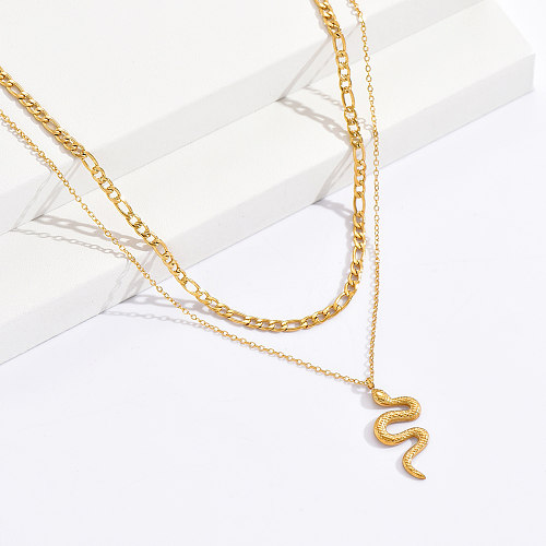 Collar de cadena de cadena de acero inoxidable con forma de serpiente estilo vintage, 1 pieza